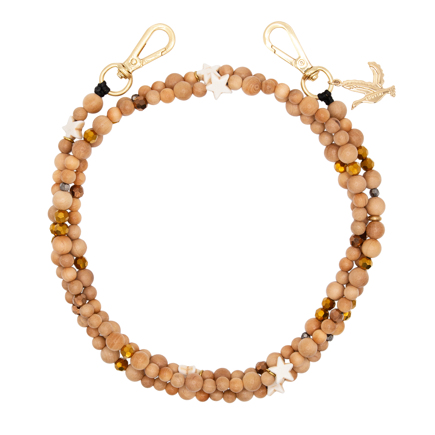 Chaîne de telephone bandouliere en perles de bois