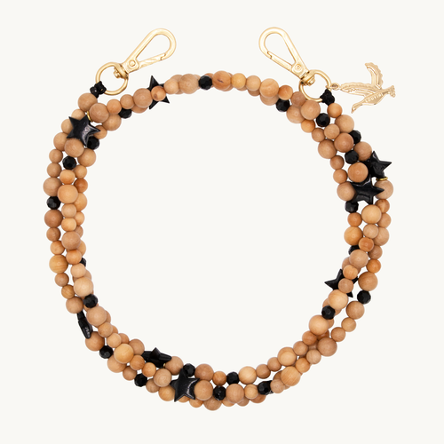 Chaîne de telephone bandouliere en perles de bois