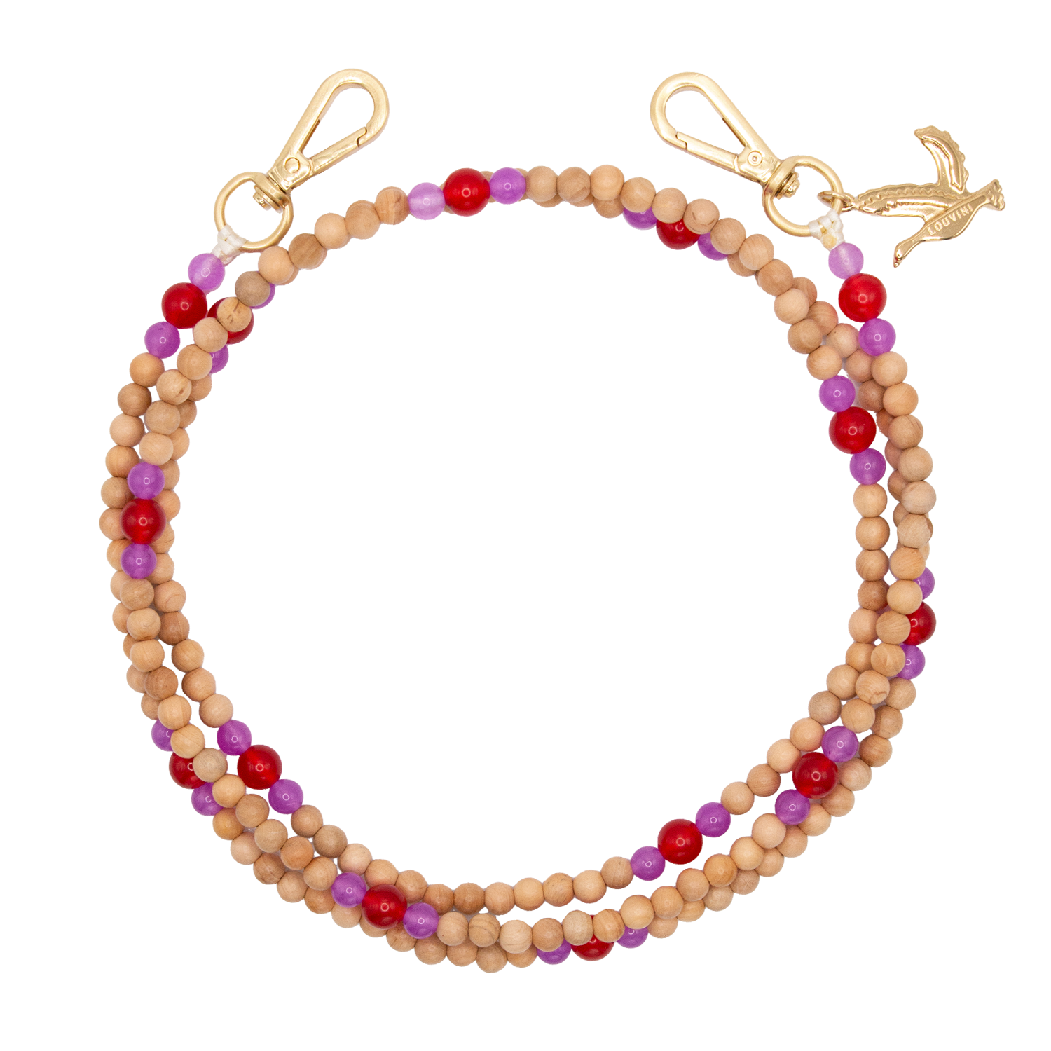 Chaîne de telephone bandouliere en perles de bois