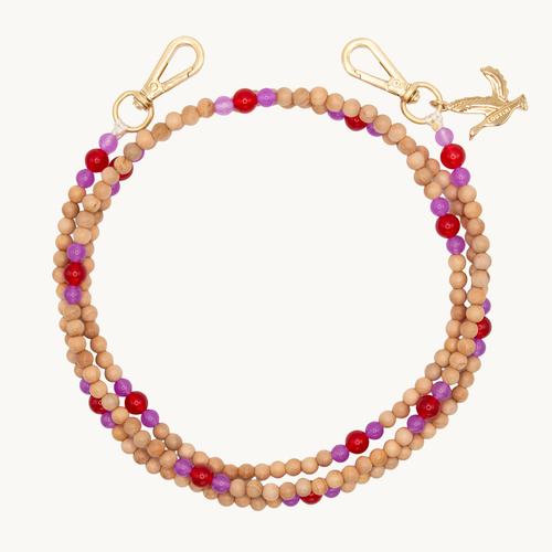 Chaîne de telephone bandouliere en perles de bois