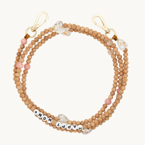 Chaîne de telephone bandouliere en perles de bois