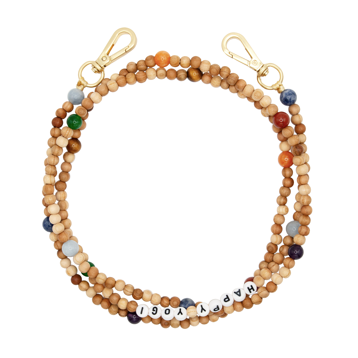 Chaîne de telephone bandouliere en perles de bois