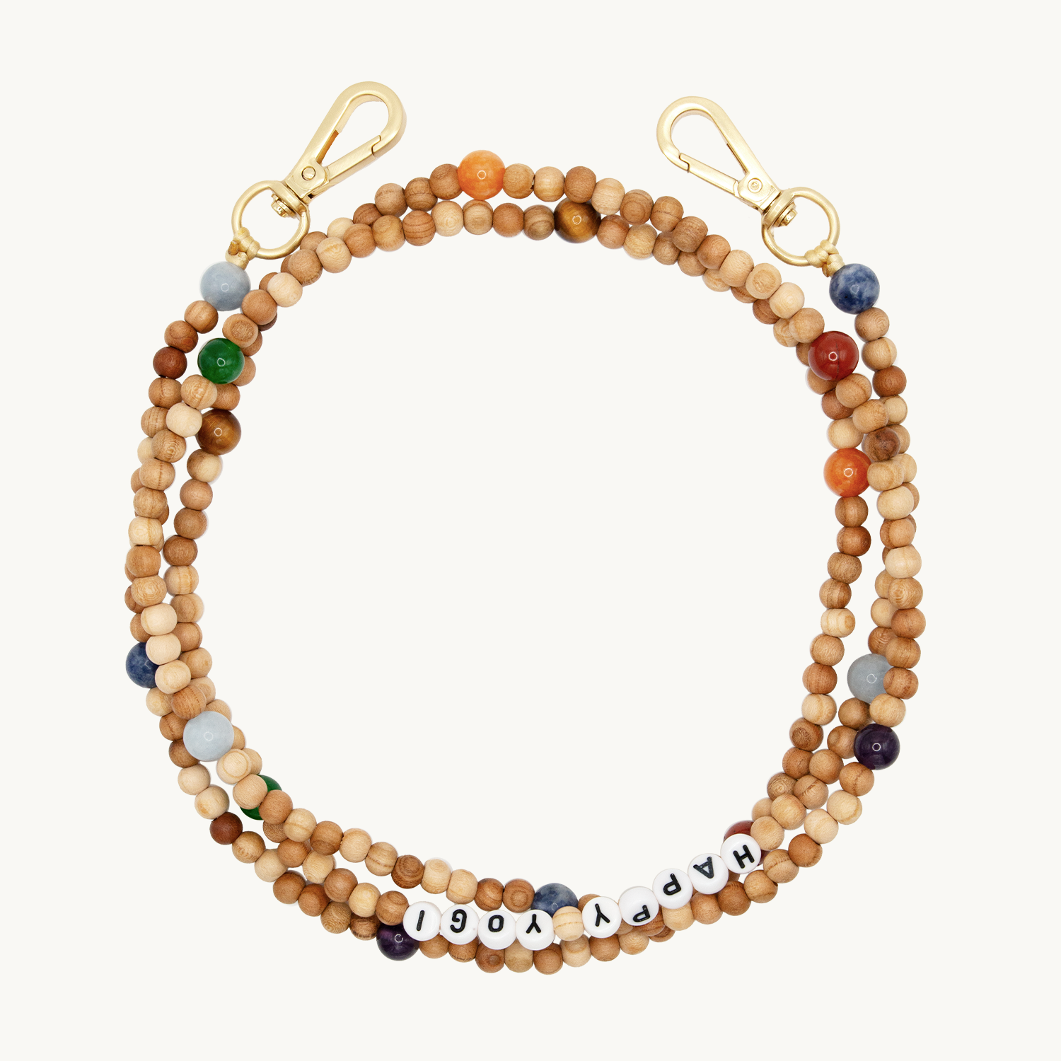 Chaîne de telephone bandouliere en perles de bois