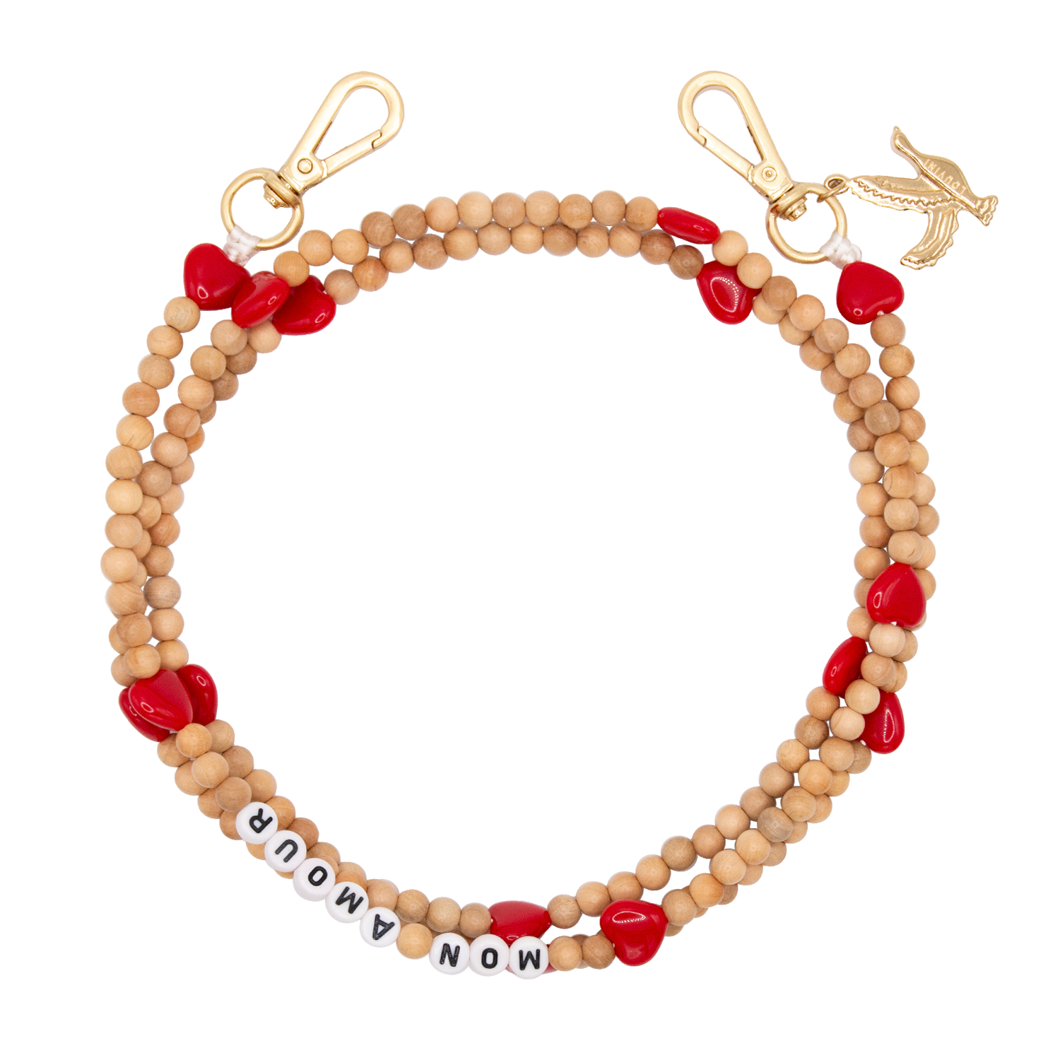 Chaîne de telephone bandouliere en perles de bois