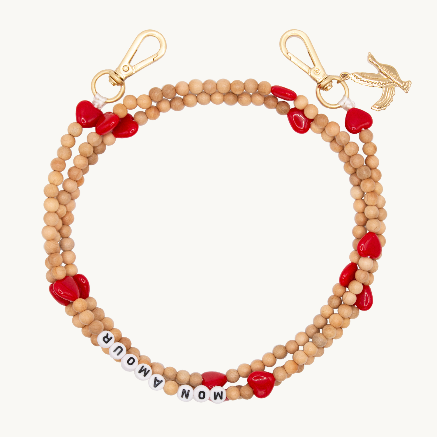 Chaîne de telephone bandouliere en perles de bois