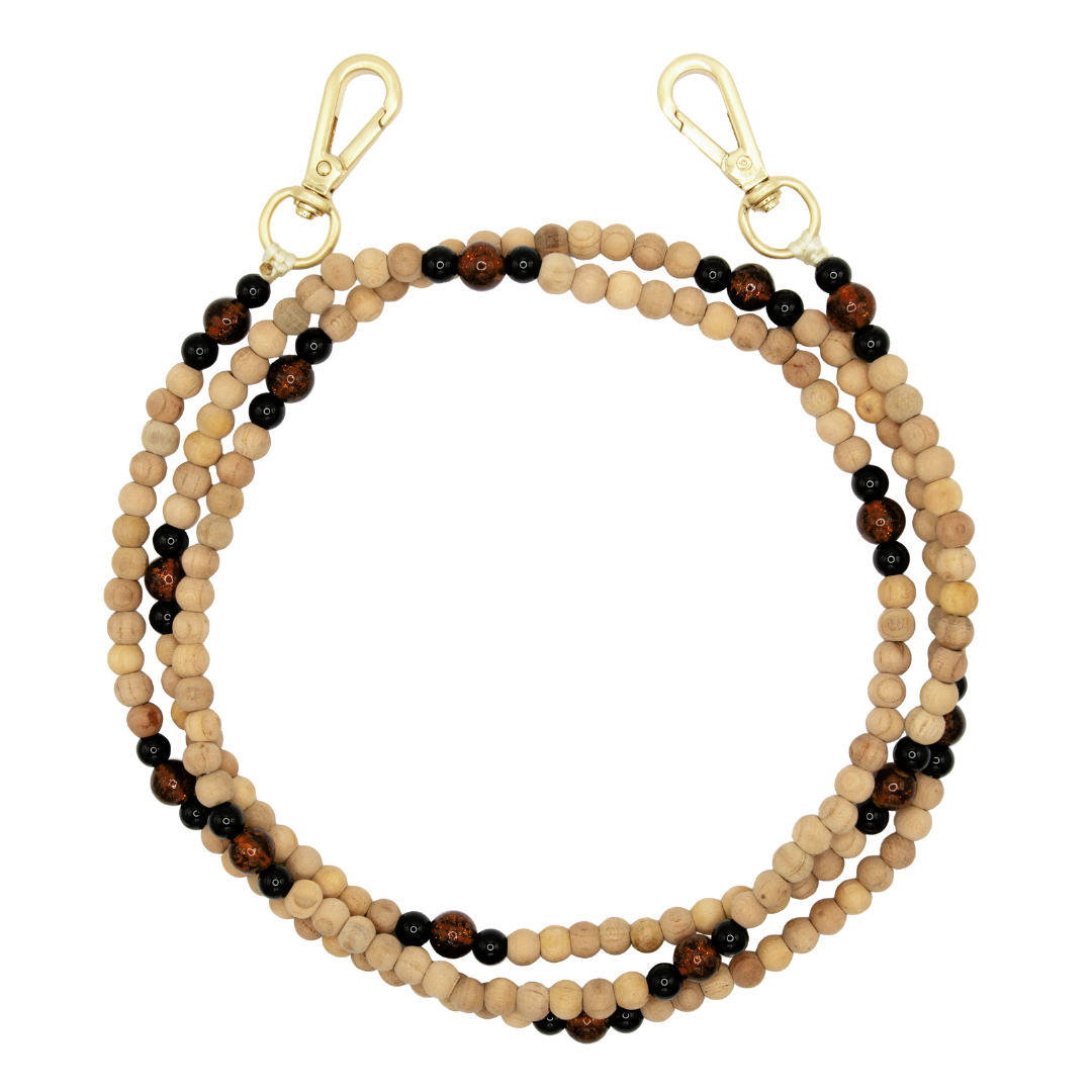 Chaîne de telephone bandouliere en perles de bois