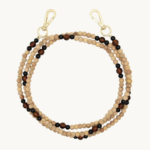 Chaîne de telephone bandouliere en perles de bois