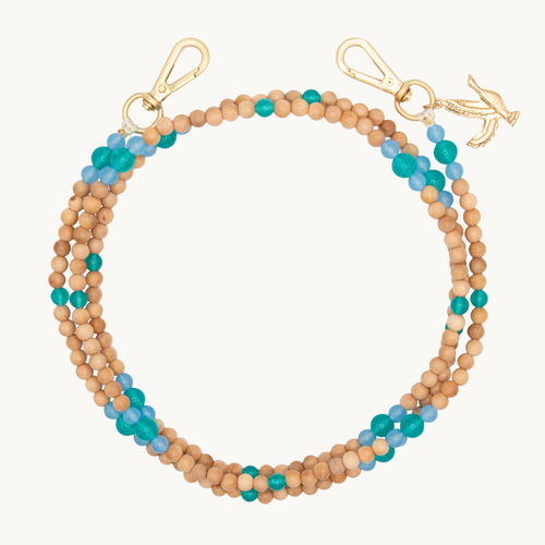 Chaîne de telephone bandouliere en perles de bois