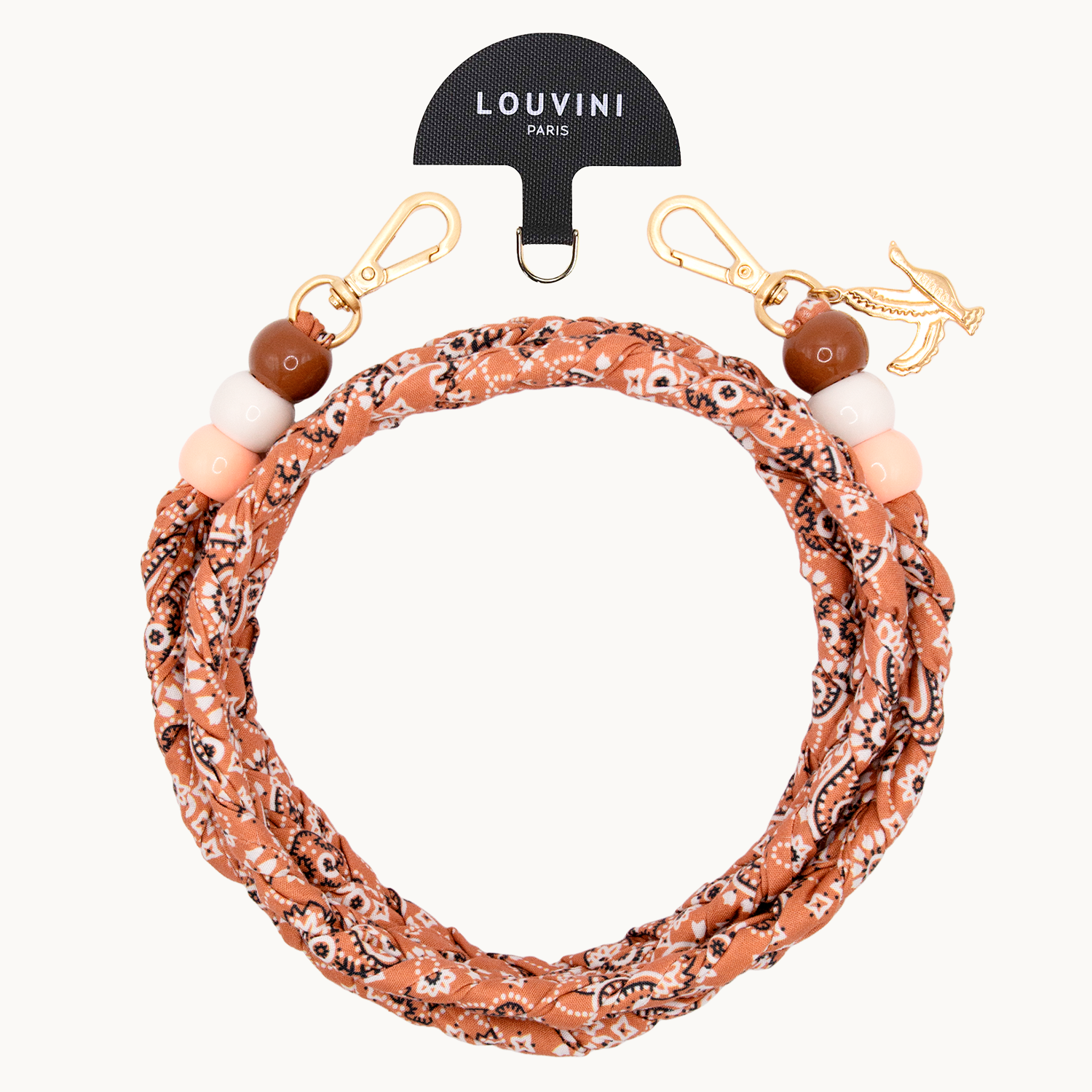 Cordon de telephone bandana camel avec adaptateur