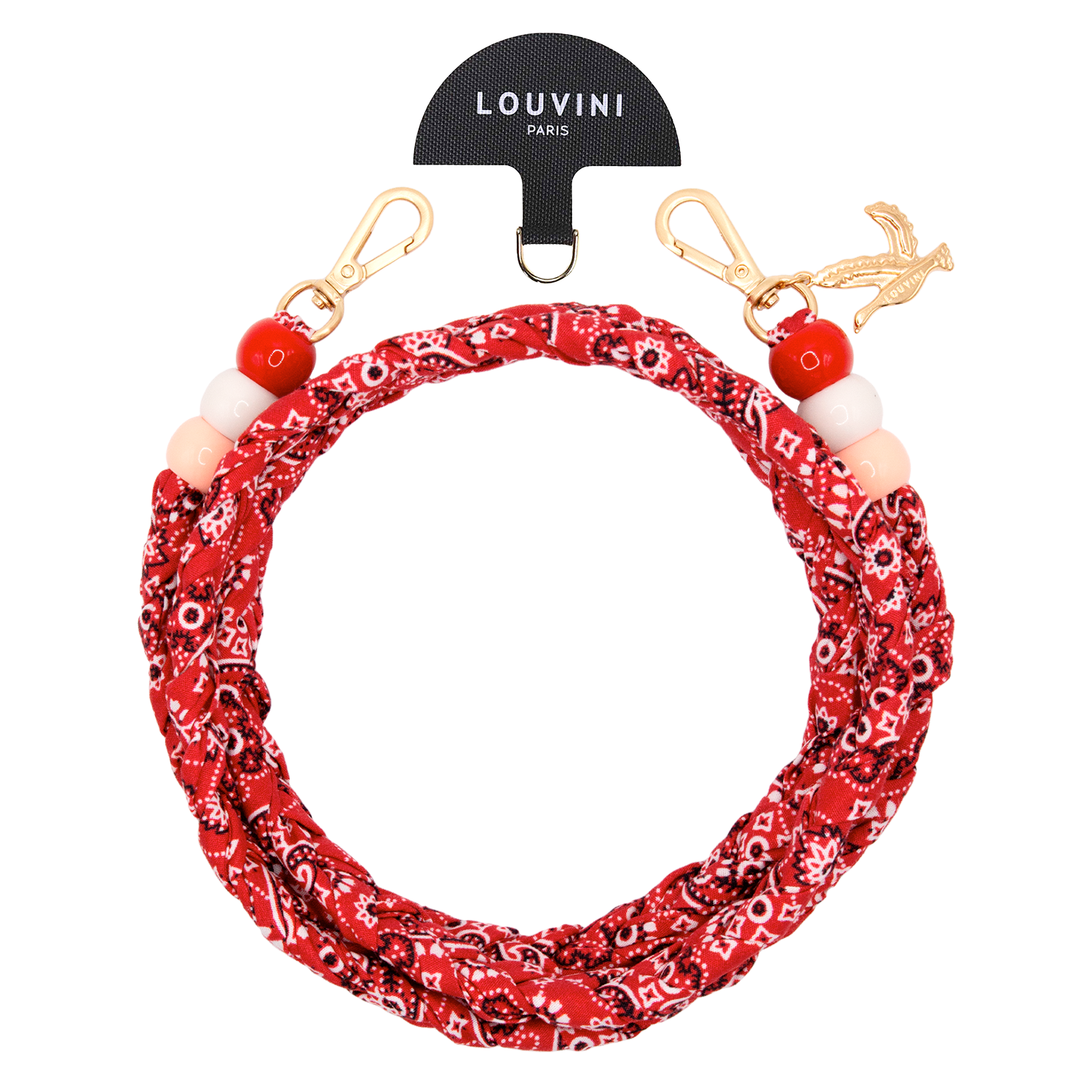 Cordon de telephone bandana rouge avec adaptateur