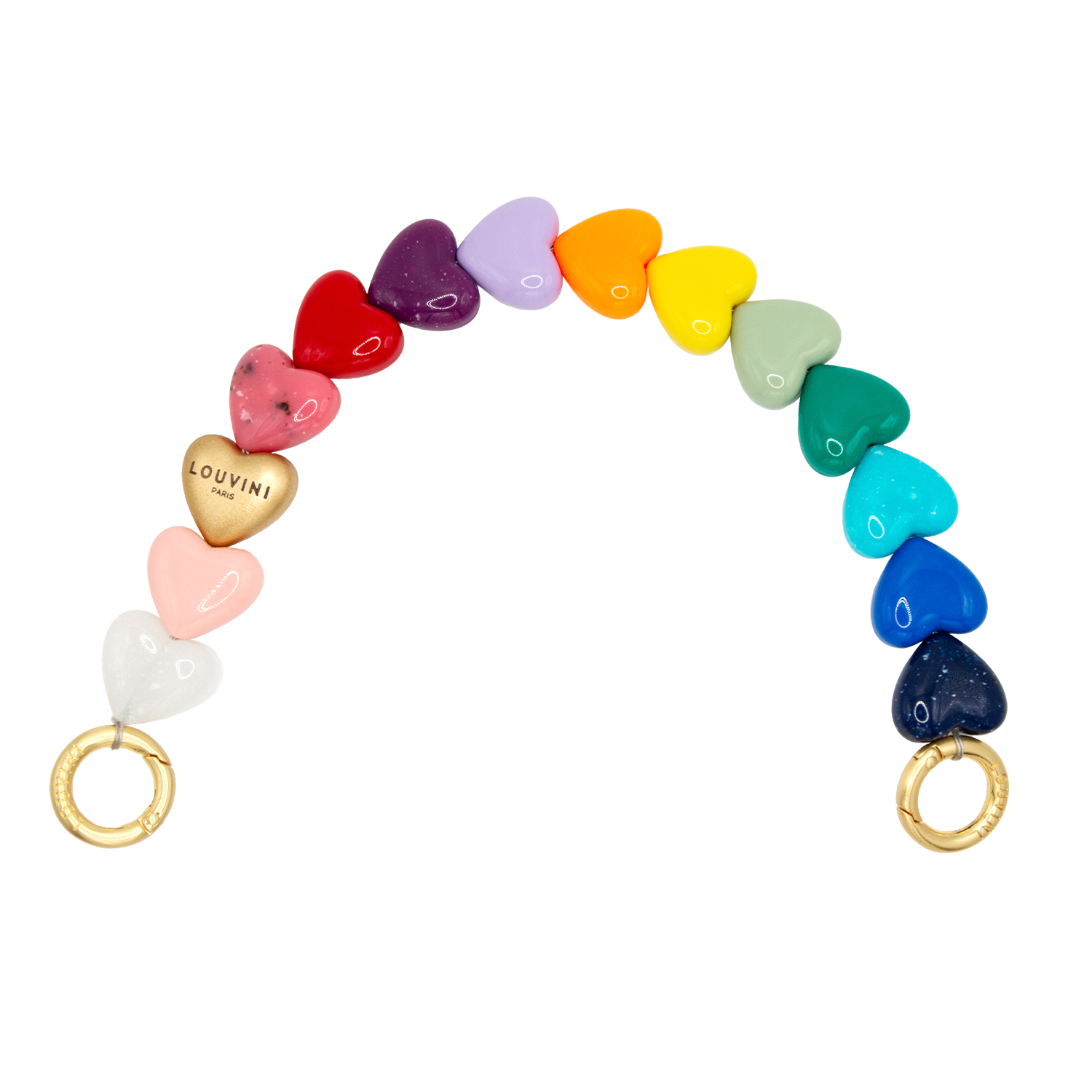 Bracelet de telephone a petits coeurs multicolores Arc-en-ciel