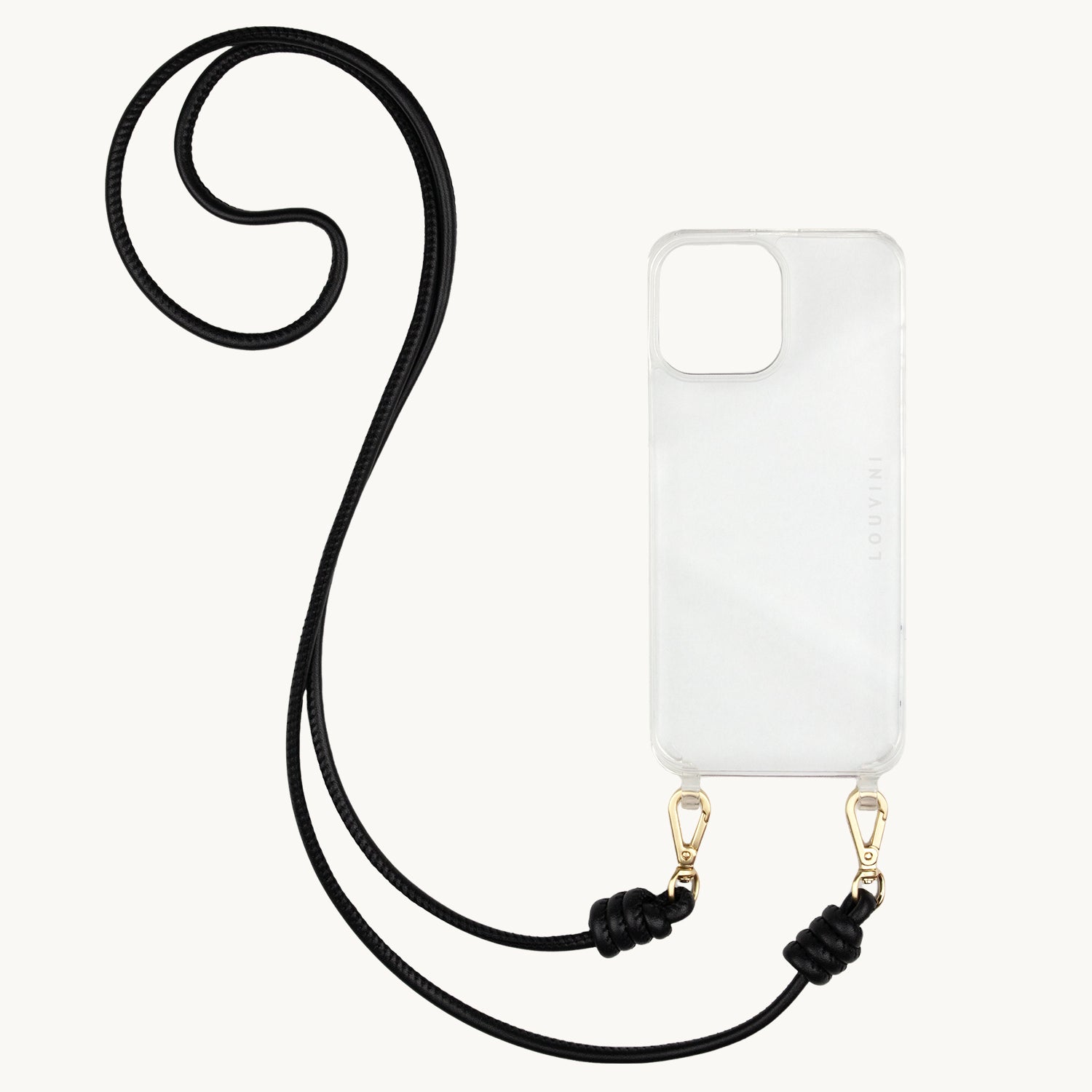 cordon en cuir pour telephone bandouliere noir coque transparente