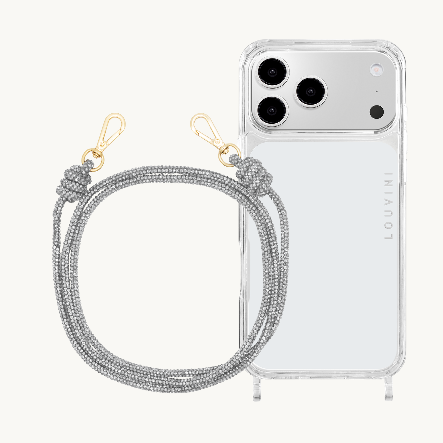 Coque iPhone CHARLIE & cordon KIM Argenté