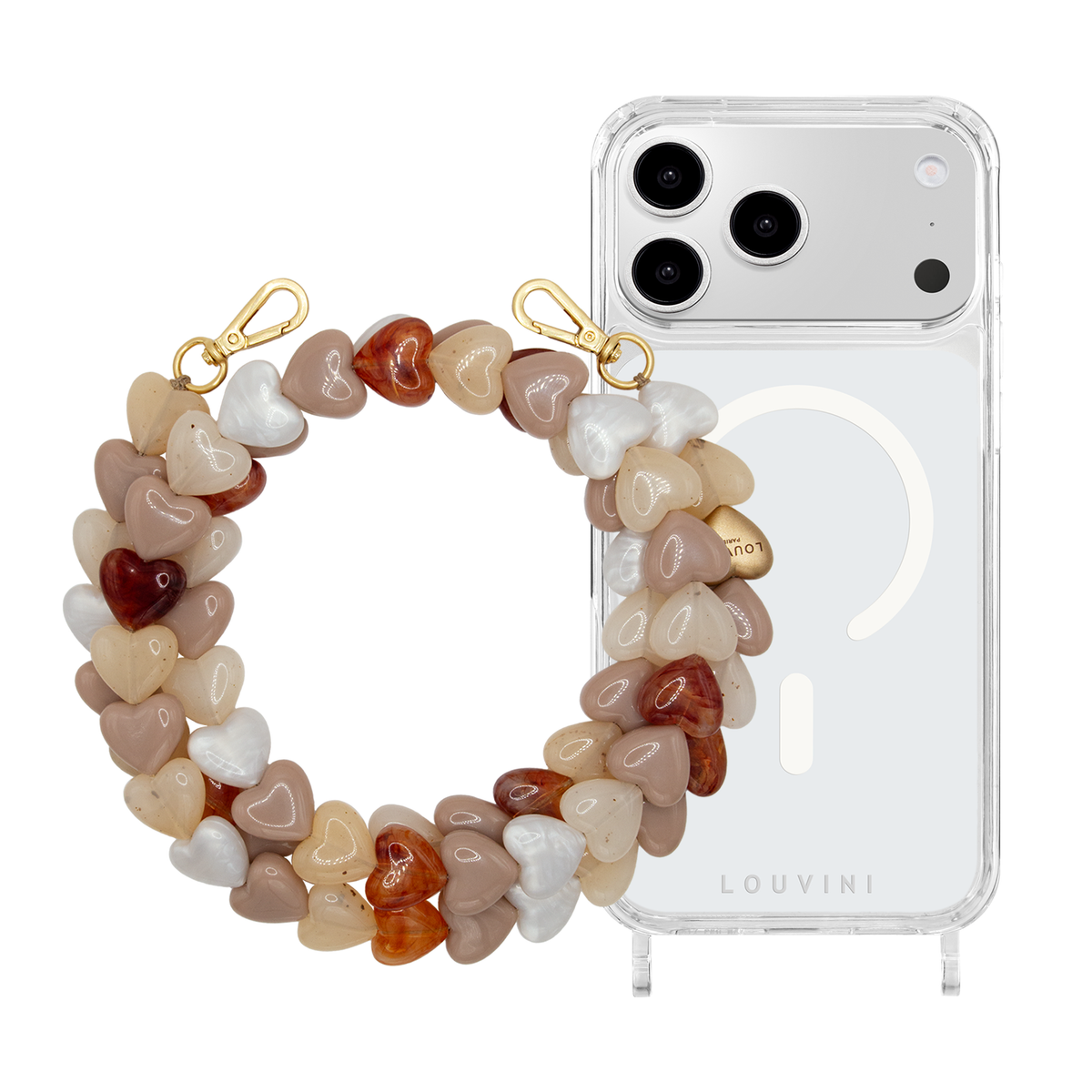 Coque iPhone MagSafe CHARLIE & Chaîne CUORE Cappuccino