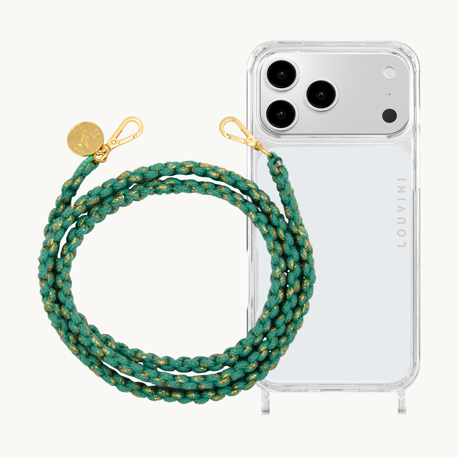 Coque iPhone CHARLIE  & cordon PALMA Turquoise