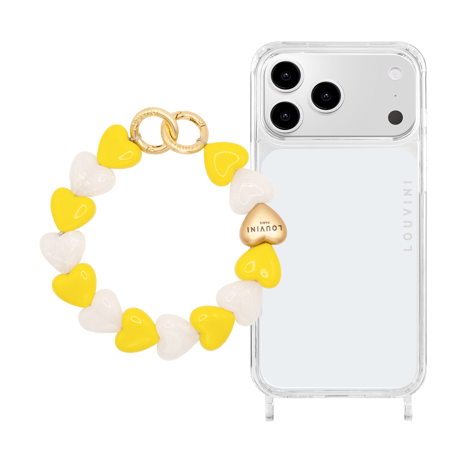 Coque iPhone CHARLIE & Bracelet PETIT CUORE Jaune-Blanc