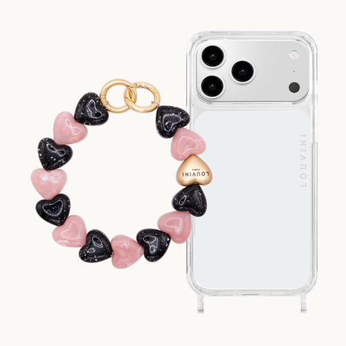 Coque iPhone CHARLIE & bracelet PETIT CUORE Noir-Rose
