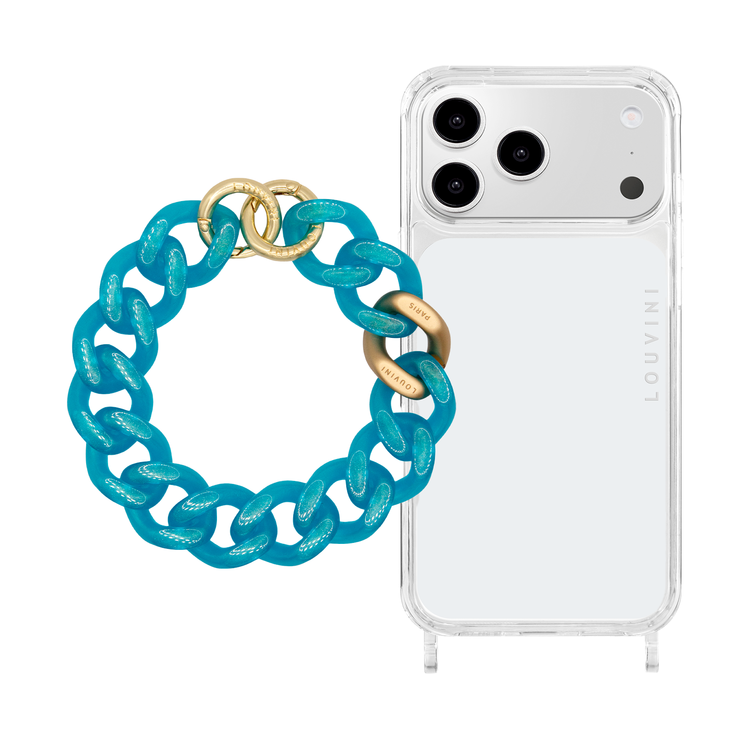 Coque iPhone CHARLIE & bracelet PETIT ZOE Bleu Glacé