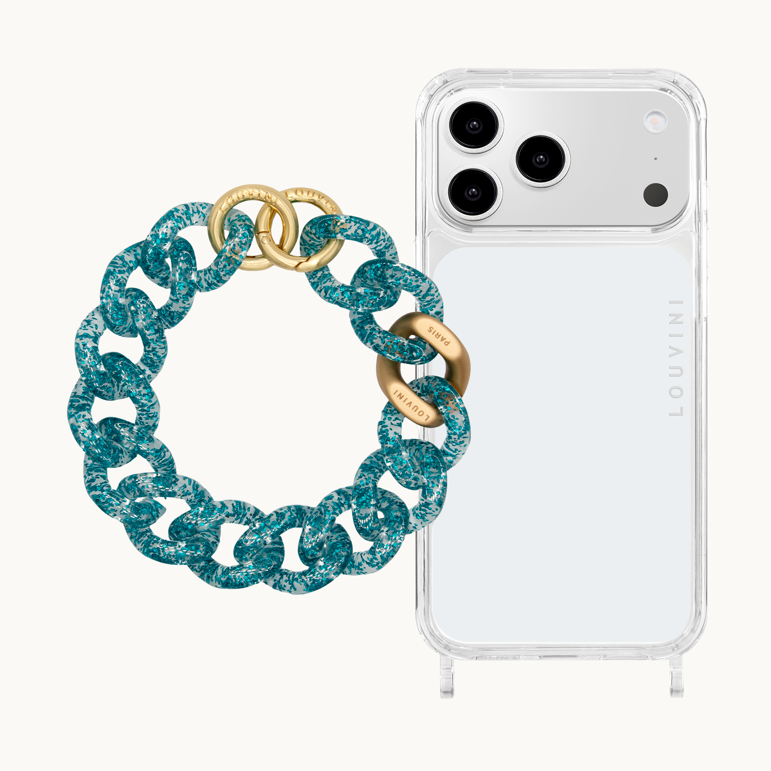 Coque iPhone CHARLIE & Bracelet PETIT ZOE Bleu Pailleté