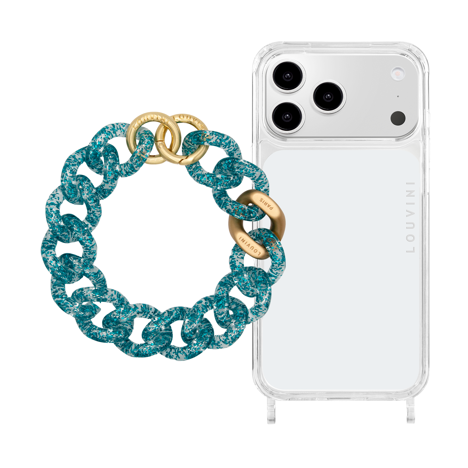 Coque iPhone CHARLIE & Bracelet PETIT ZOE Bleu Pailleté