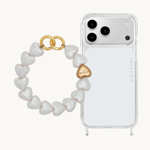 Coque iPhone CHARLIE & Bracelet PETIT CUORE Perles Blanches