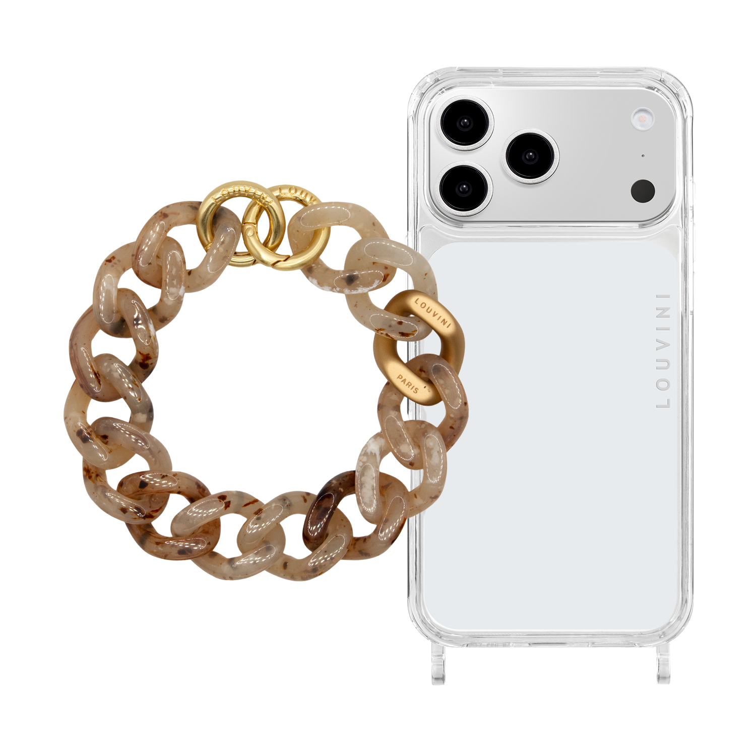 Coque iPhone CHARLIE & bracelet PETIT ZOE Beige Écaille
