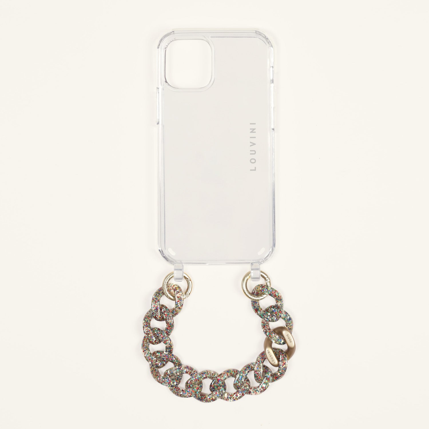 chaine telephone paillettes coque transparente