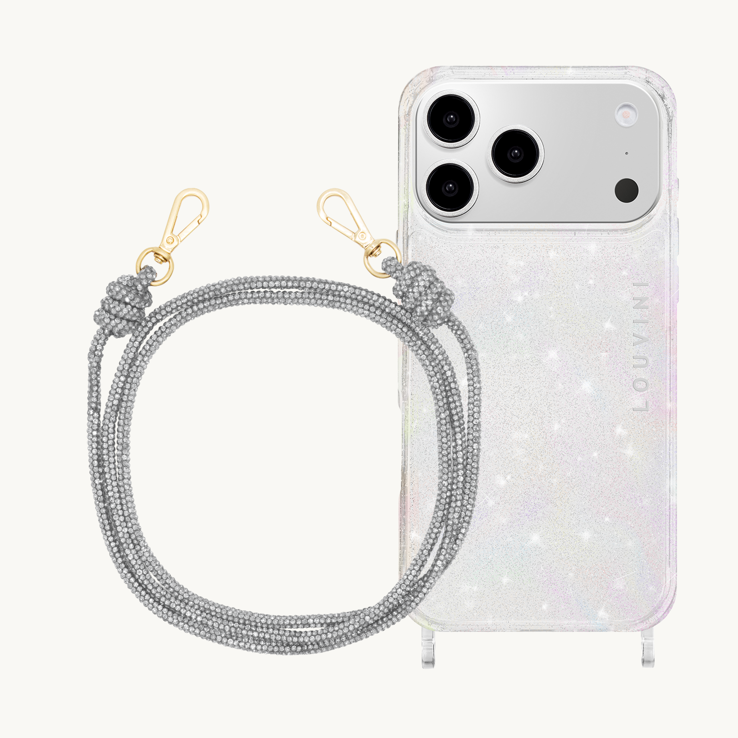 Coque iPhone CHARLIE Sparkle & Cordon KIM Argenté