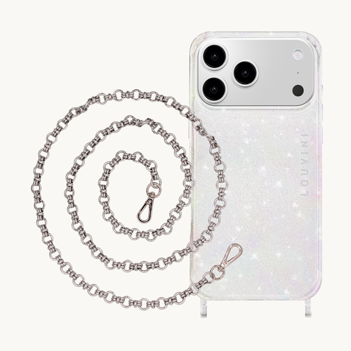 Coque iPhone CHARLIE Sparkle & Chaîne BECKY Argenté