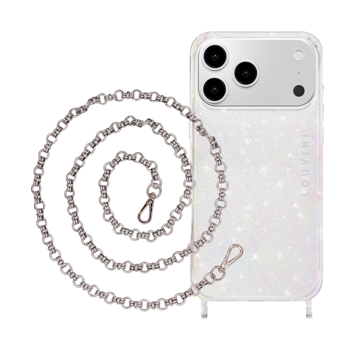Coque iPhone CHARLIE Sparkle & Chaîne BECKY Argenté