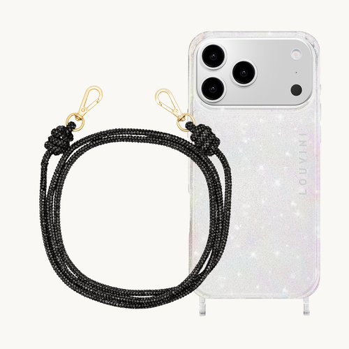 Coque iPhone CHARLIE Sparkle & Cordon KIM Noir