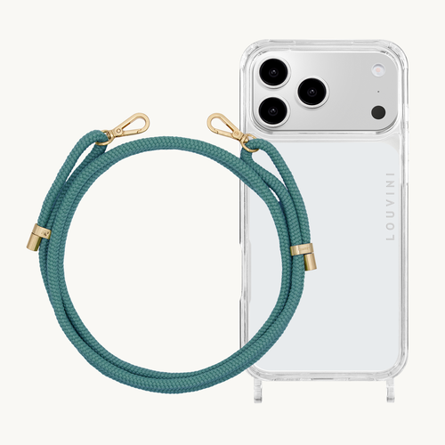 Coque iPhone CHARLIE & cordon TESSA Bleu-Turquoise