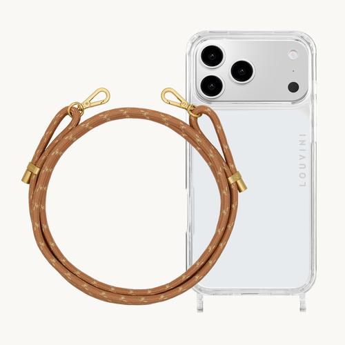 Coque iPhone CHARLIE & cordon TESSA Cannelle-Doré