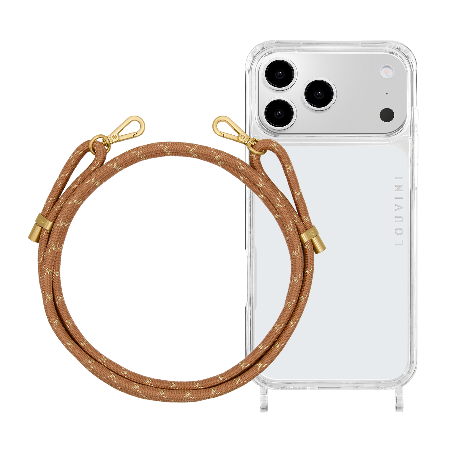Coque iPhone CHARLIE & cordon TESSA Cannelle-Doré