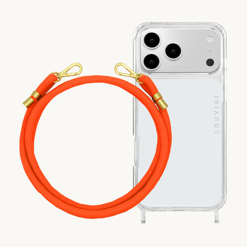 Coque iPhone CHARLIE & Cordon TESSA POP - Orange Fluo