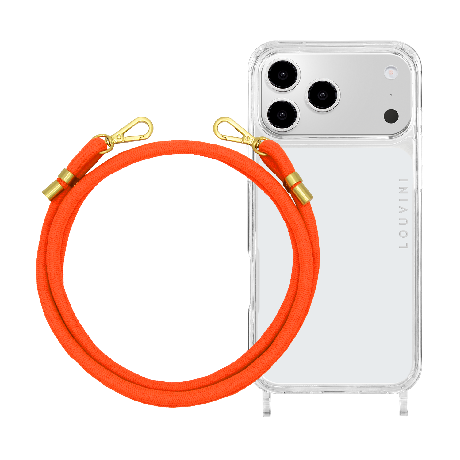 Coque iPhone CHARLIE & Cordon TESSA POP - Orange Fluo