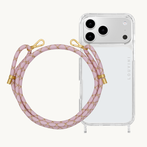 Coque iPhone CHARLIE & cordon TESSA Rose-Doré