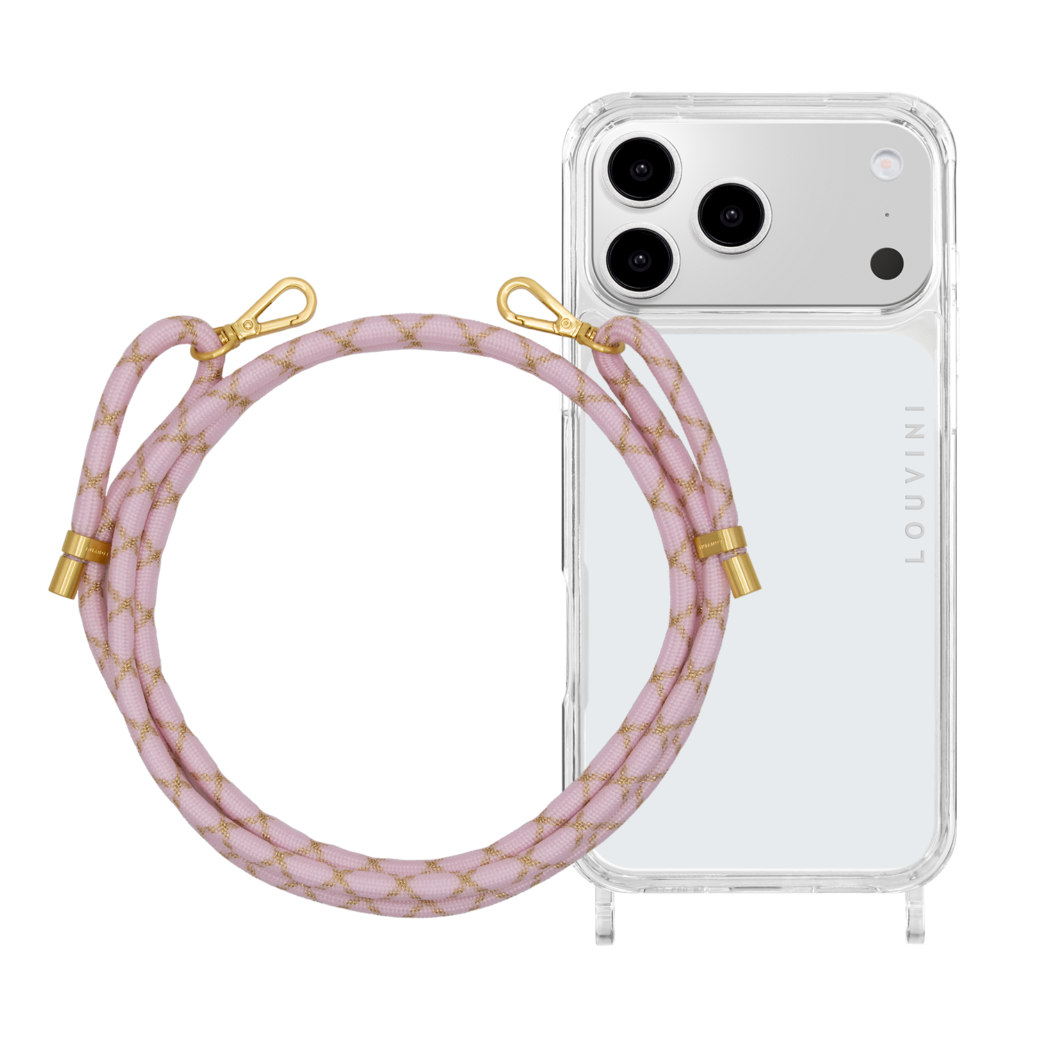 Coque iPhone CHARLIE & cordon TESSA Rose-Doré