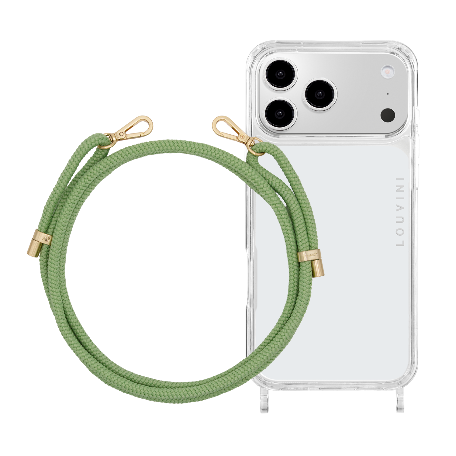 Coque iPhone CHARLIE & cordon TESSA Vert-Clair