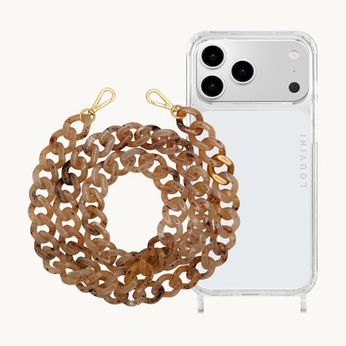 Coque iPhone CHARLIE & Chaîne ZOE Beige-Écaille
