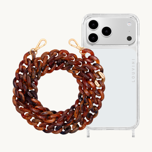 Coque iPhone CHARLIE & chaîne ZOE Brun