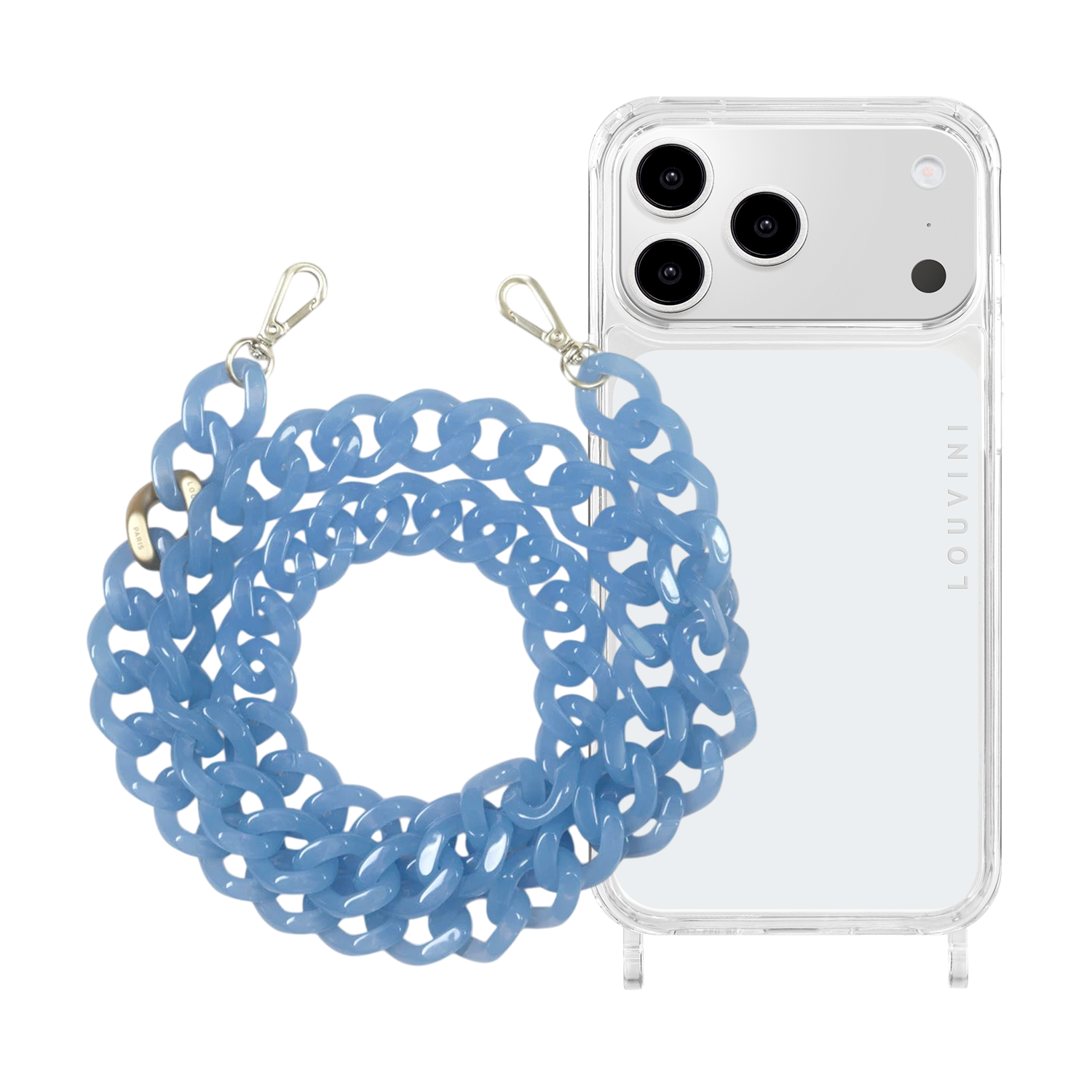 Coque iPhone CHARLIE & chaîne ZOE Bleu