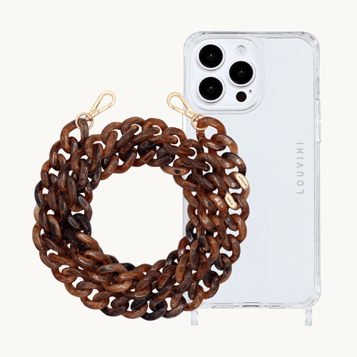 Coque iPhone CHARLIE & chaîne ZOE Brun