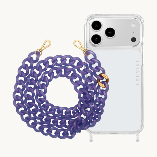 Coque iPhone CHARLIE & chaîne ZOE Mauve-Glacé