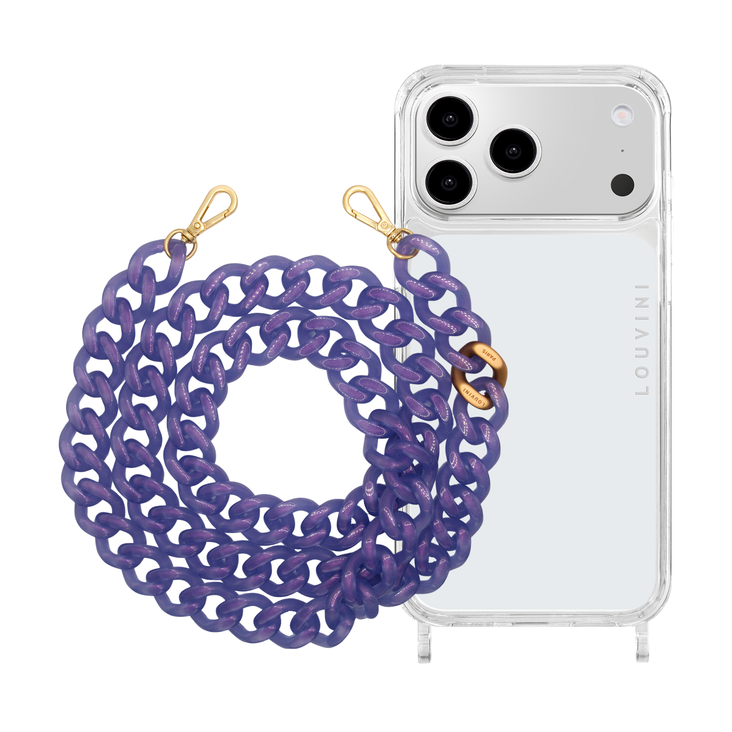 Coque iPhone CHARLIE & chaîne ZOE Mauve-Glacé