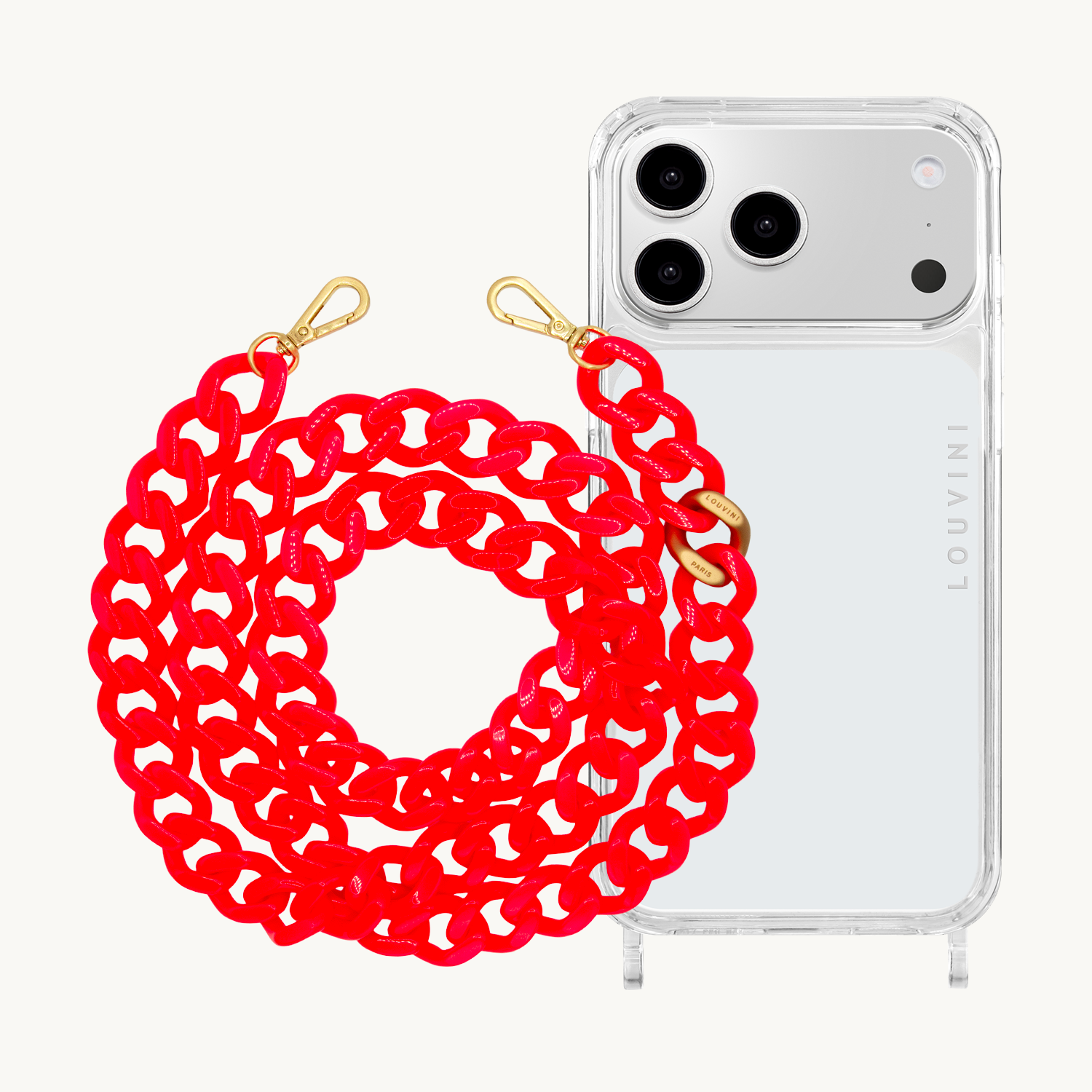 Coque iPhone CHARLIE & chaîne ZOE Rose Fluo