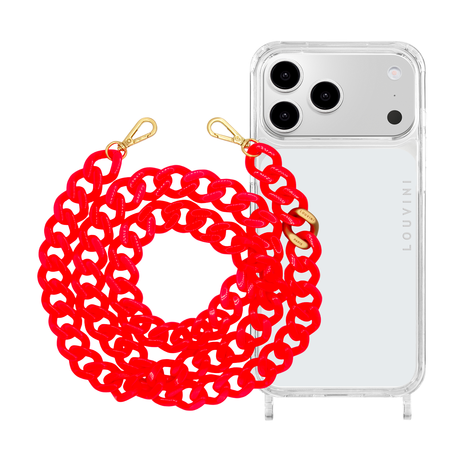 Coque iPhone CHARLIE & chaîne ZOE Rose Fluo