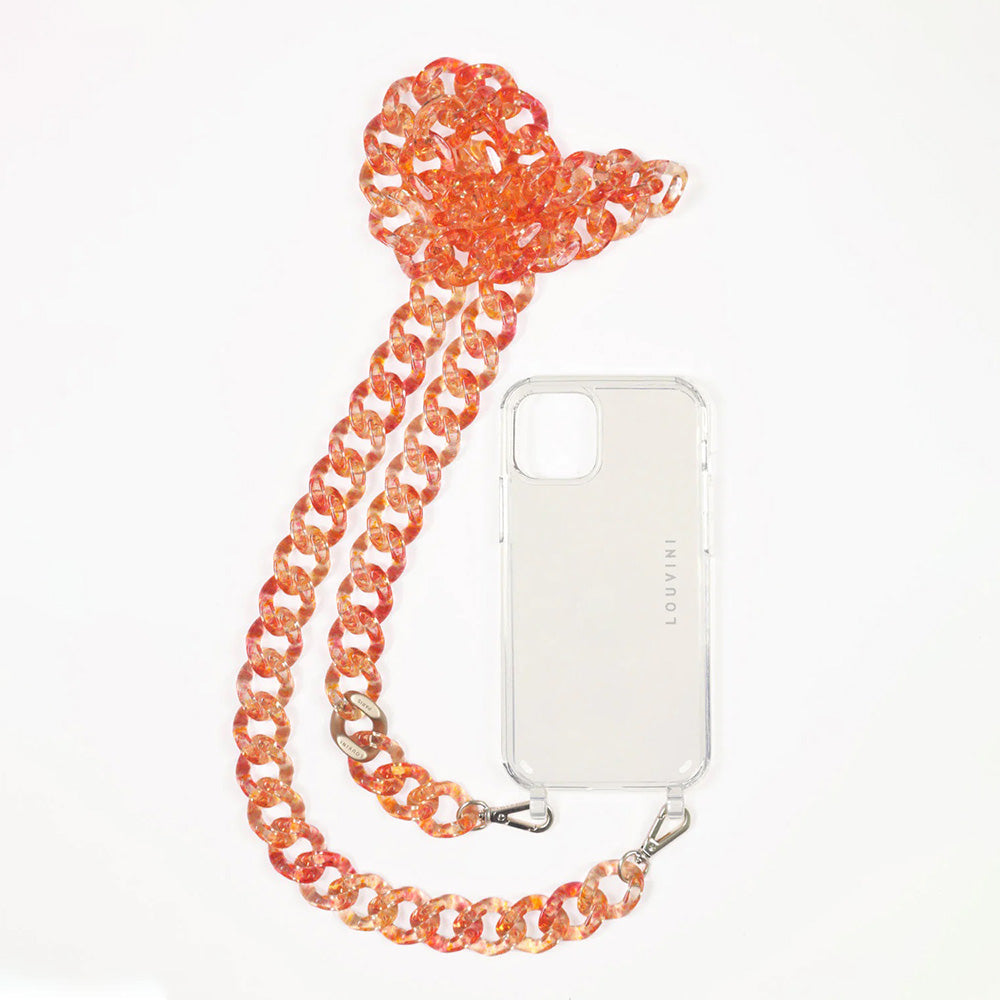 bandouliere chaine telephone orange sunrise coque transparente