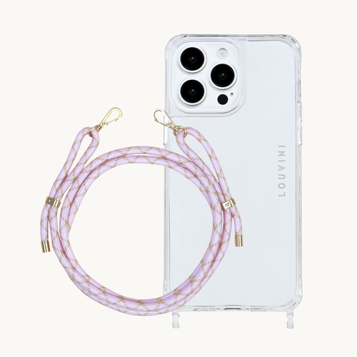 Coque iPhone CHARLIE & cordon TESSA Rose-Doré