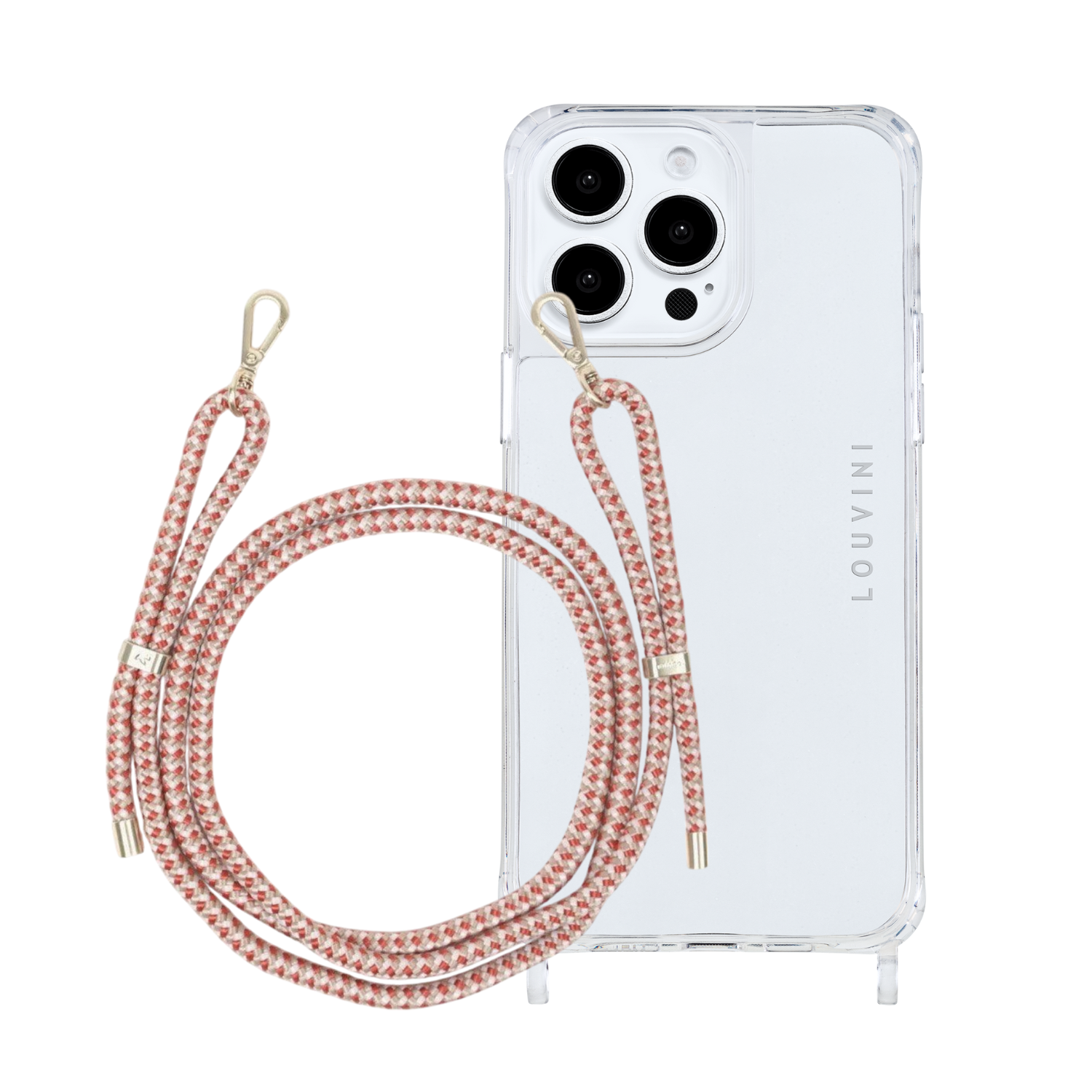 Coque Charlie iPhone & cordon Tessa rose-rouge